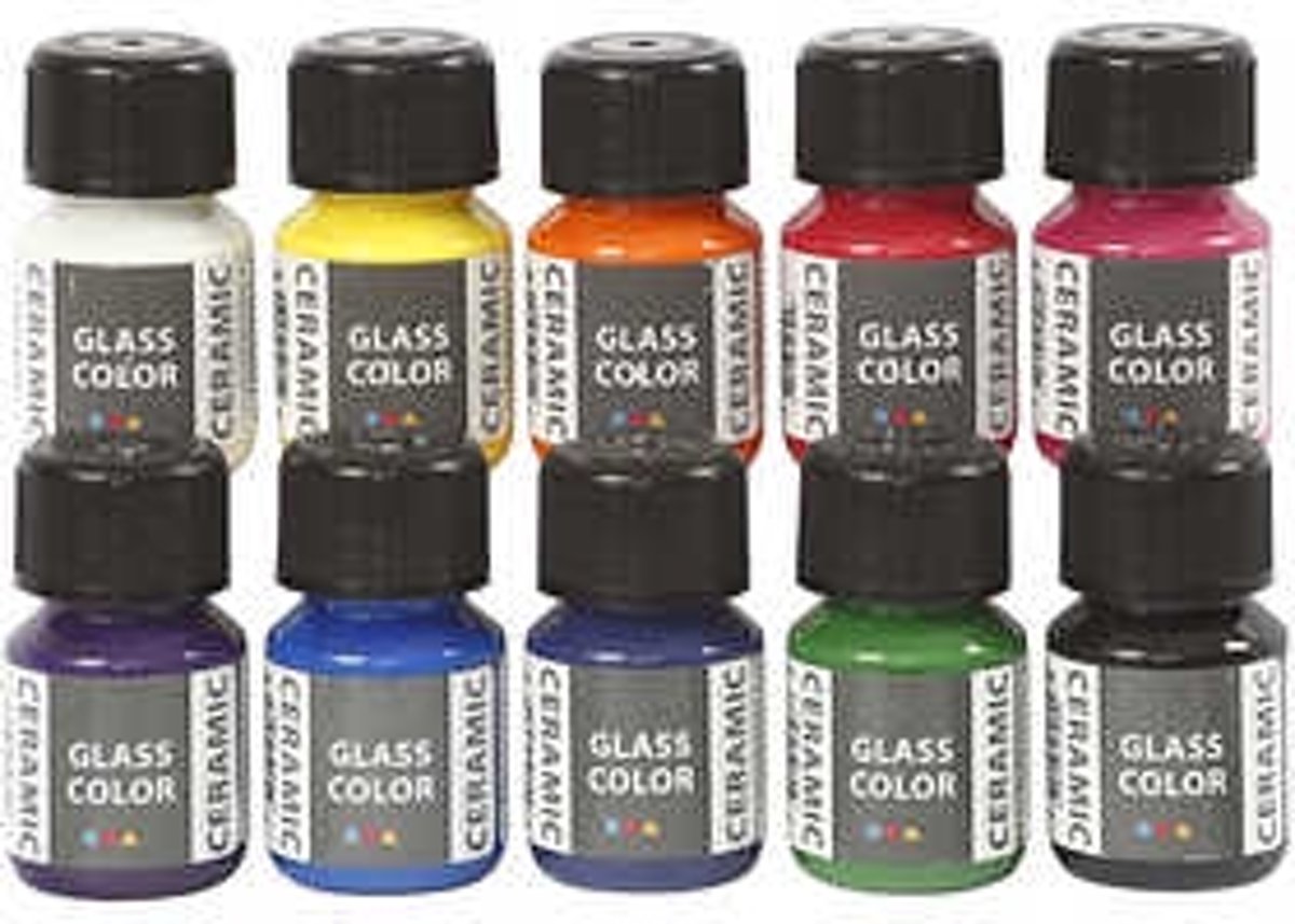 Glass Color Ceramic, diverse kleuren, 10x35ml [HOB-33354]